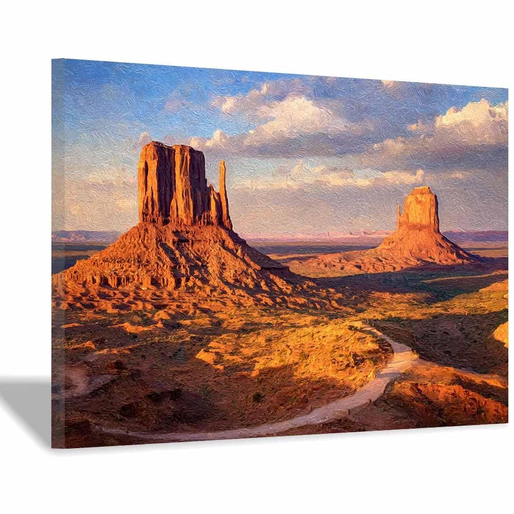 HUYEEI Canvas Print Wall Art Desert rocks Modern Nature Landscape Poster, for living room, bedroom,Corridor Office Room Decoretc.(red)-60x80cm Framed