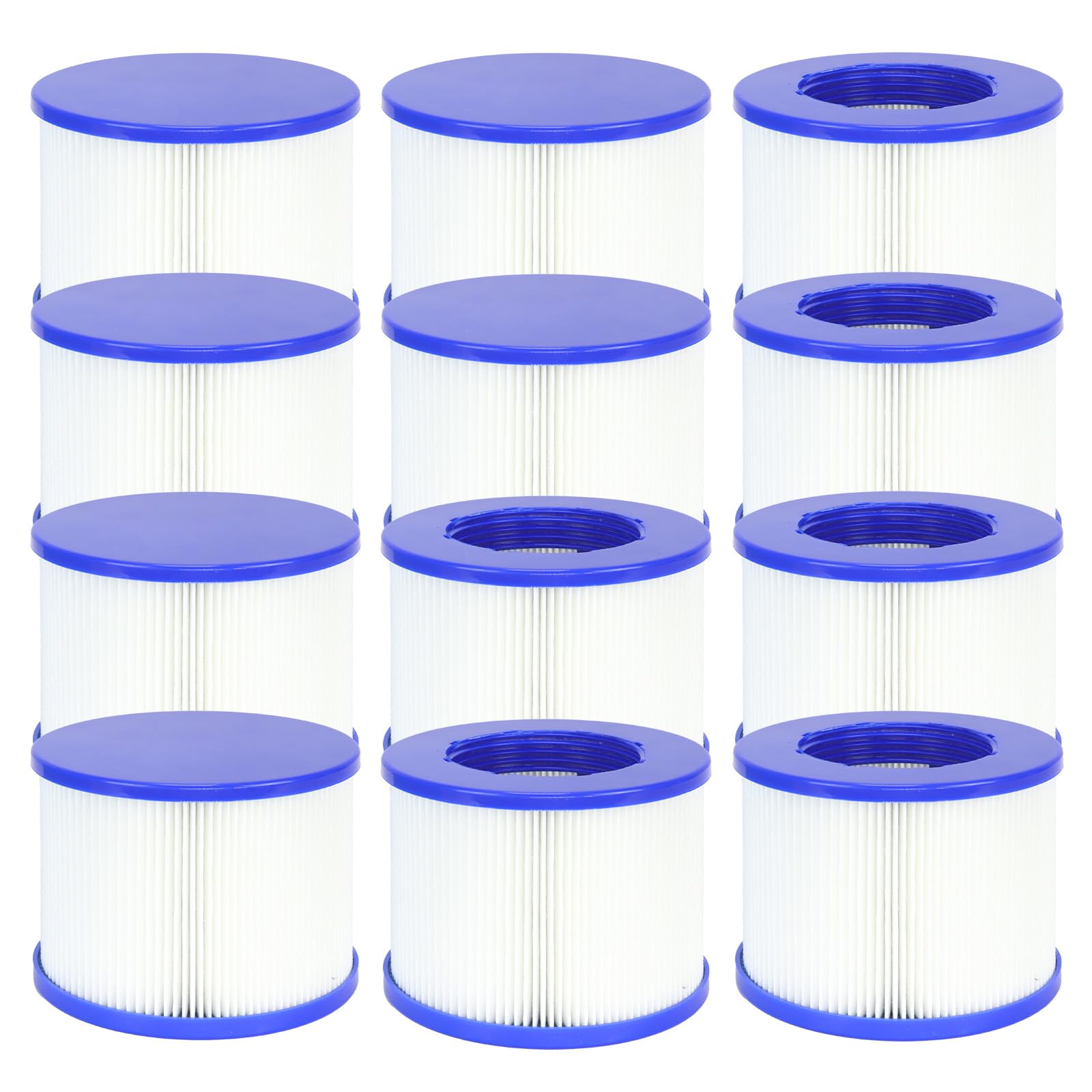 Cartouche de filtre pour jacuzzi gonflable - Pack 12 filtres de spa à visser universels