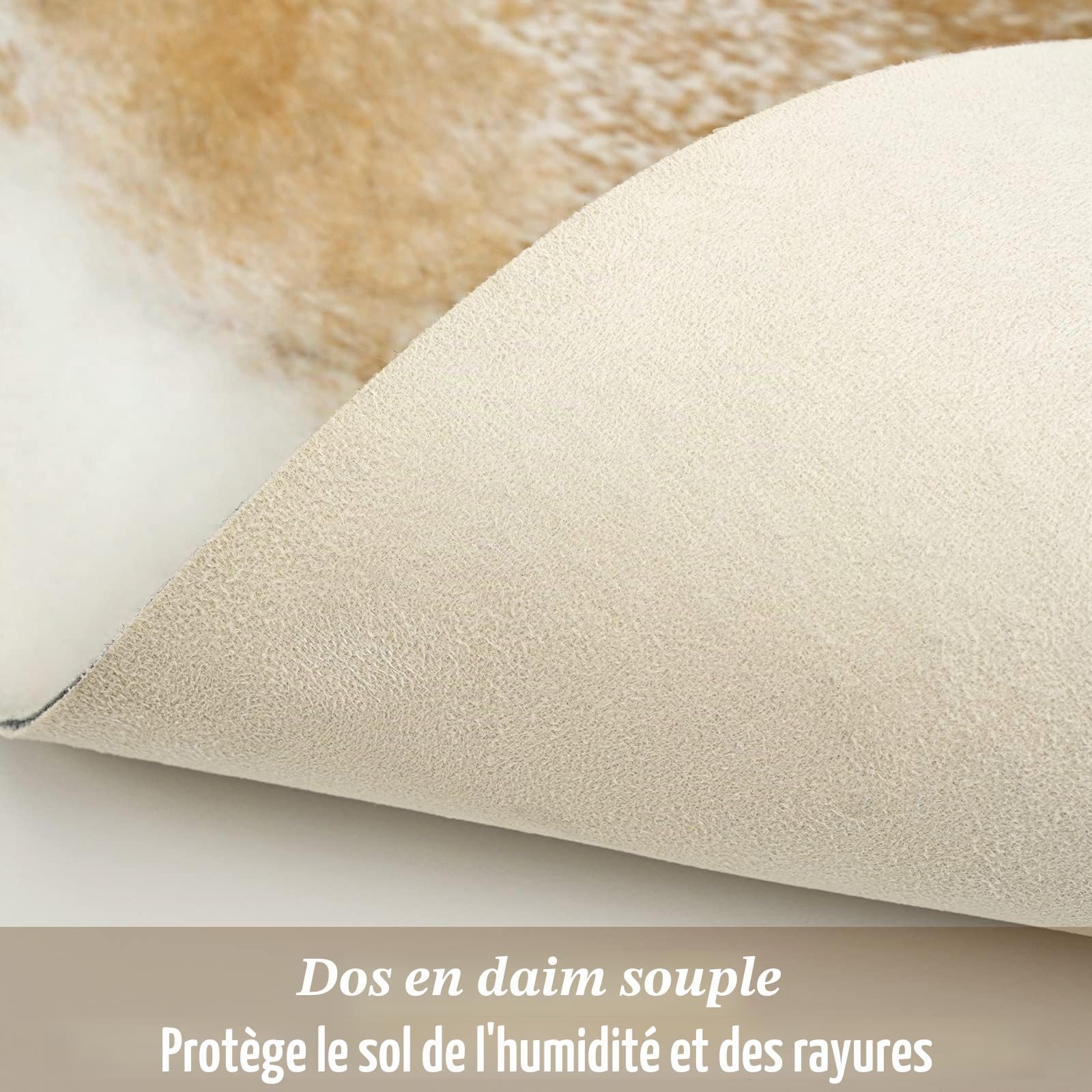 Tapis en peau de vache lavable pour salon, grand tapis antidérapant imprimé vache pour chambre à coucher, bureau, cuisine, cheminée, kaki