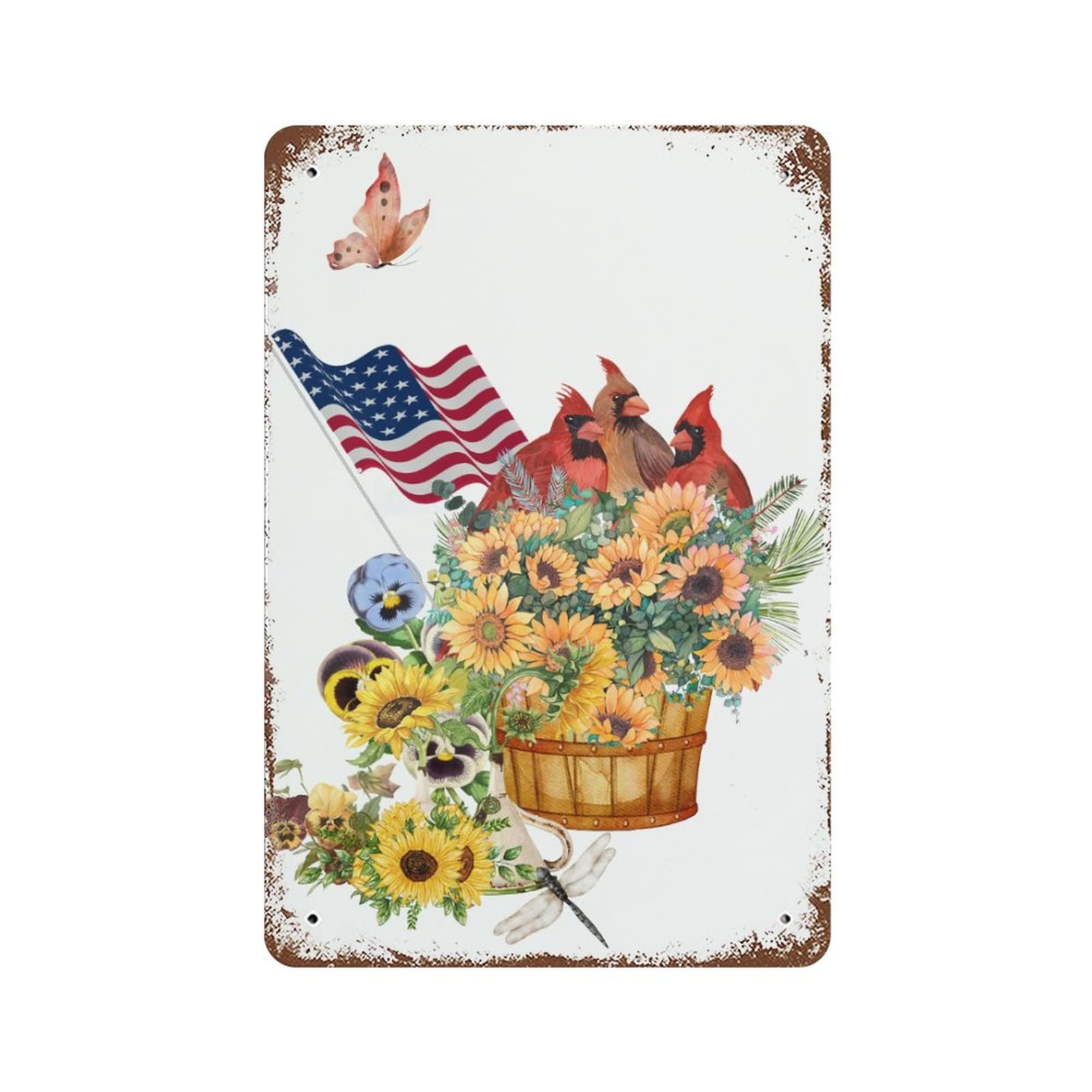 Panneau cardinal tournesol américain aluminium 30,5x45,7 cm pour déco garage cuisine bar
