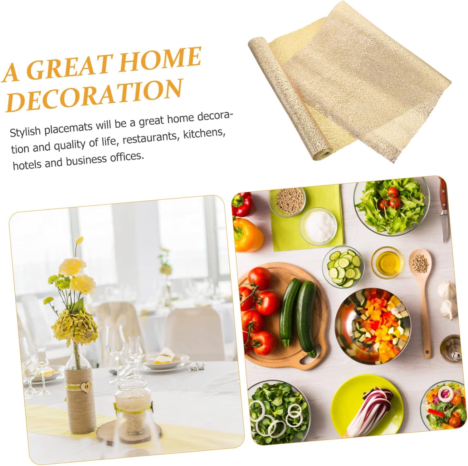 Thick PVC Table Yellow Placemats Insulated Table Mats Heat Resistant Bowl Pad