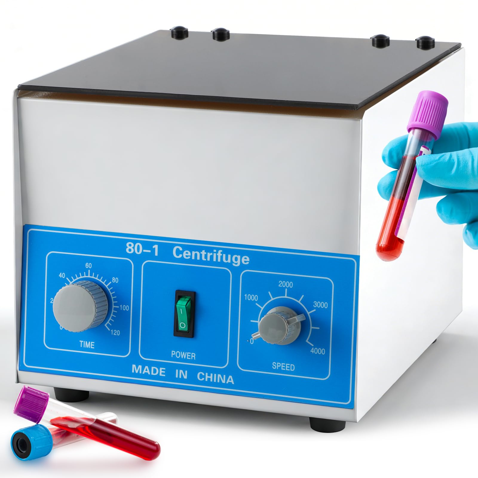 Mxmoonant Máquina centrífuga 6 x 20 ml, 1790 x g, 4000 rpm, temporizador de 120 min, 6 kg, 245 x 270 x 220 mm, adecuada para tubos de prueba de 20 ml/15 ml/10 ml/5 ml, para la separación de muestras