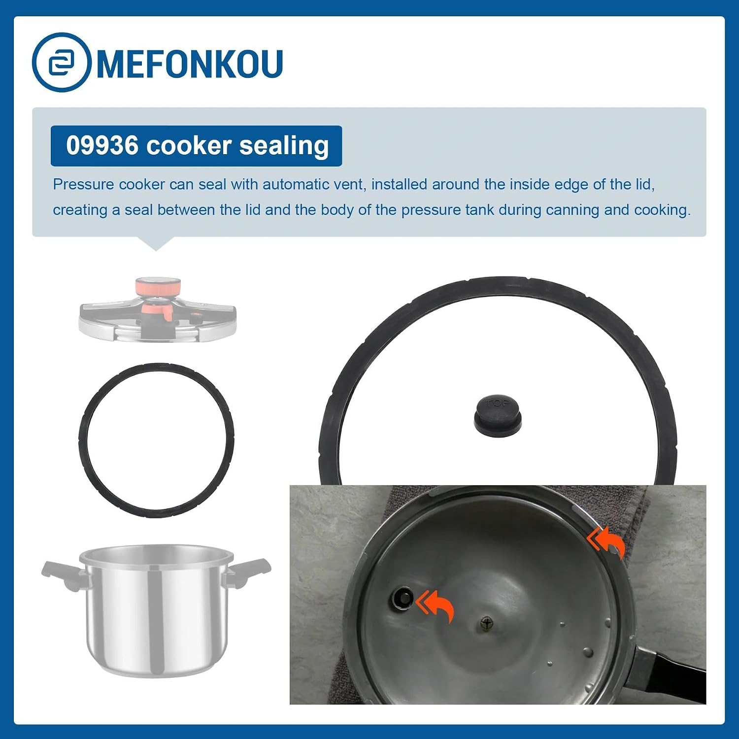 09936 Pressure Canner Sealing Ring and Overpressure Plugs for Presto Pressure Cooker Various 4 Quart 6 Quart Parts 09904 50295 0126002 0136304 (2+4/Pack)