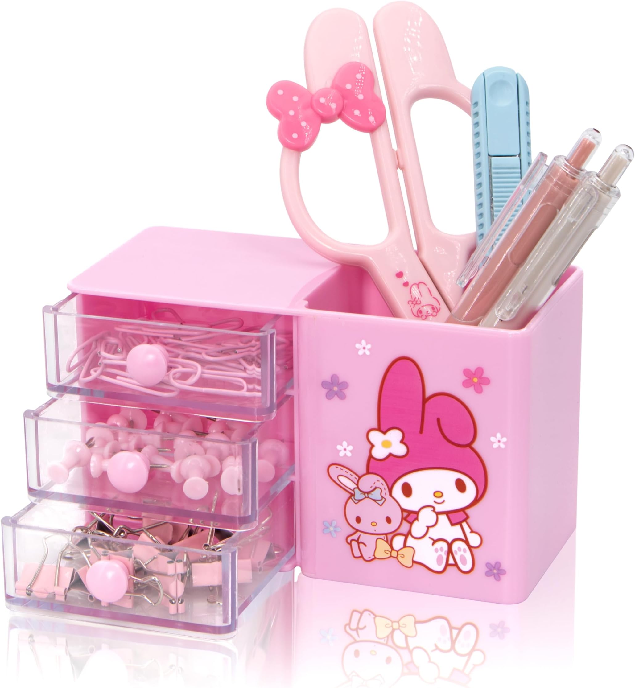 Roffatide Aniem My Melody Desktop Desk Office Supplies Container Pen Holder for Desk Cute Pencil Cup Pot Makeup Brush Holder Mini Box