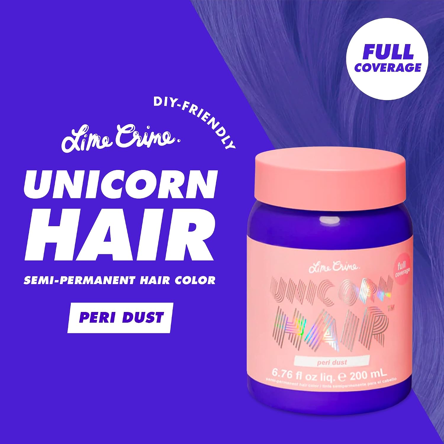 Lime Crime Unicorn Full Coverage Hair Dye, Peri Dust image 2