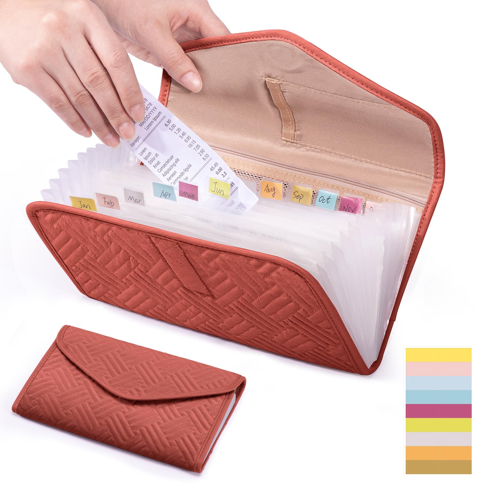 FRECOLSH Fabric Bill Organizer with Pockets 10x6 Receipt Organizer for Business - Receipt Holder Organizer - Cash Organizer -Coupon Holder - Money