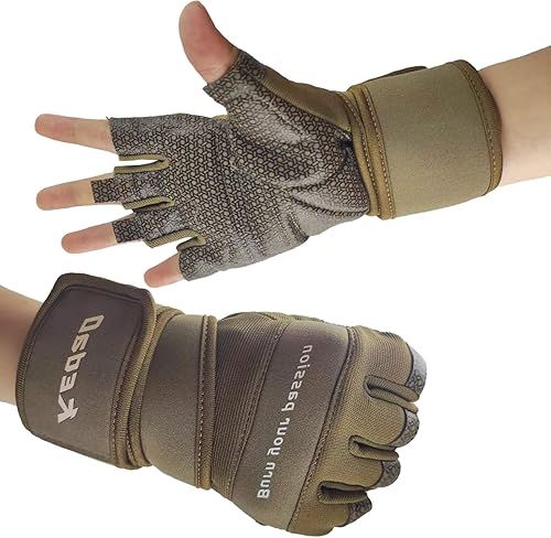 Guantes de entrenamiento para hombres, guantes de gimnasio para levantamiento de pesas con soporte para muñeca, protección completa de la palma,