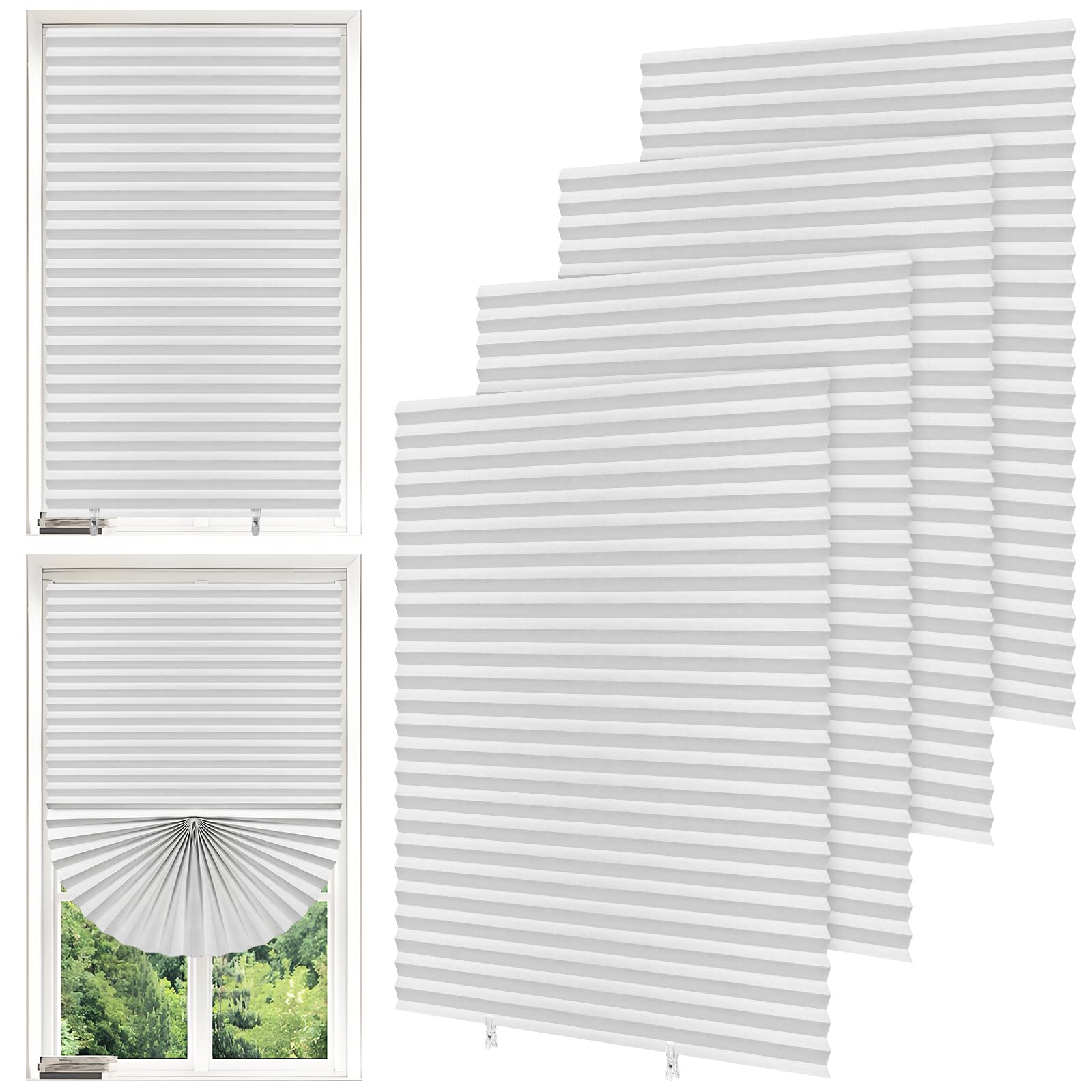 4 Pack Temporary Blinds - (Light Filtering, 60x150CM) No Drill Temporary Blinds Stick on Blackout Shades, Non-Woven Fabric Crop, Self Adhesive No Drill Blinds for Kitchen Bedroom Doors Windows — image 1