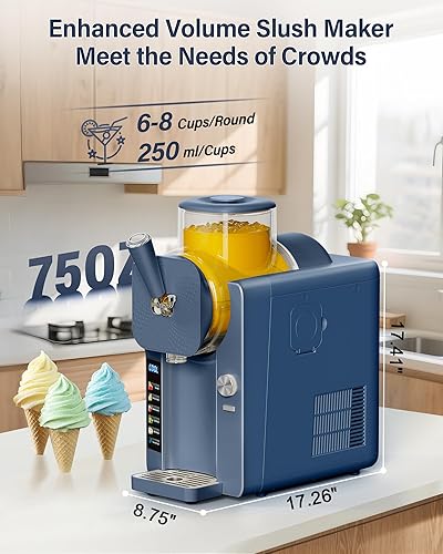 Miniatura 9 de Máquina de granizado y helado 2 en 1 - 6 modos para batidos, batidos, cócteles, margaritas y helados, tanque de doble capa, soporte para cono de