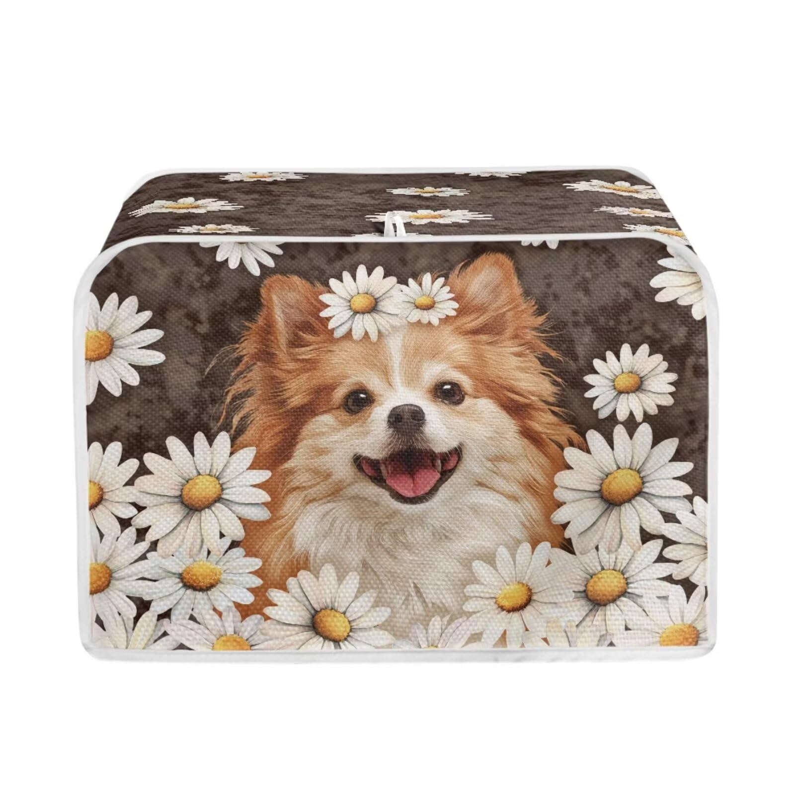 Papillon Daisy Print Toaster Oven Dust Cover 4 Slice Wide Slot Anti Fingerprint Bread Maker Cover Small Kitchen Appliance Covers for Kitchen Counter
