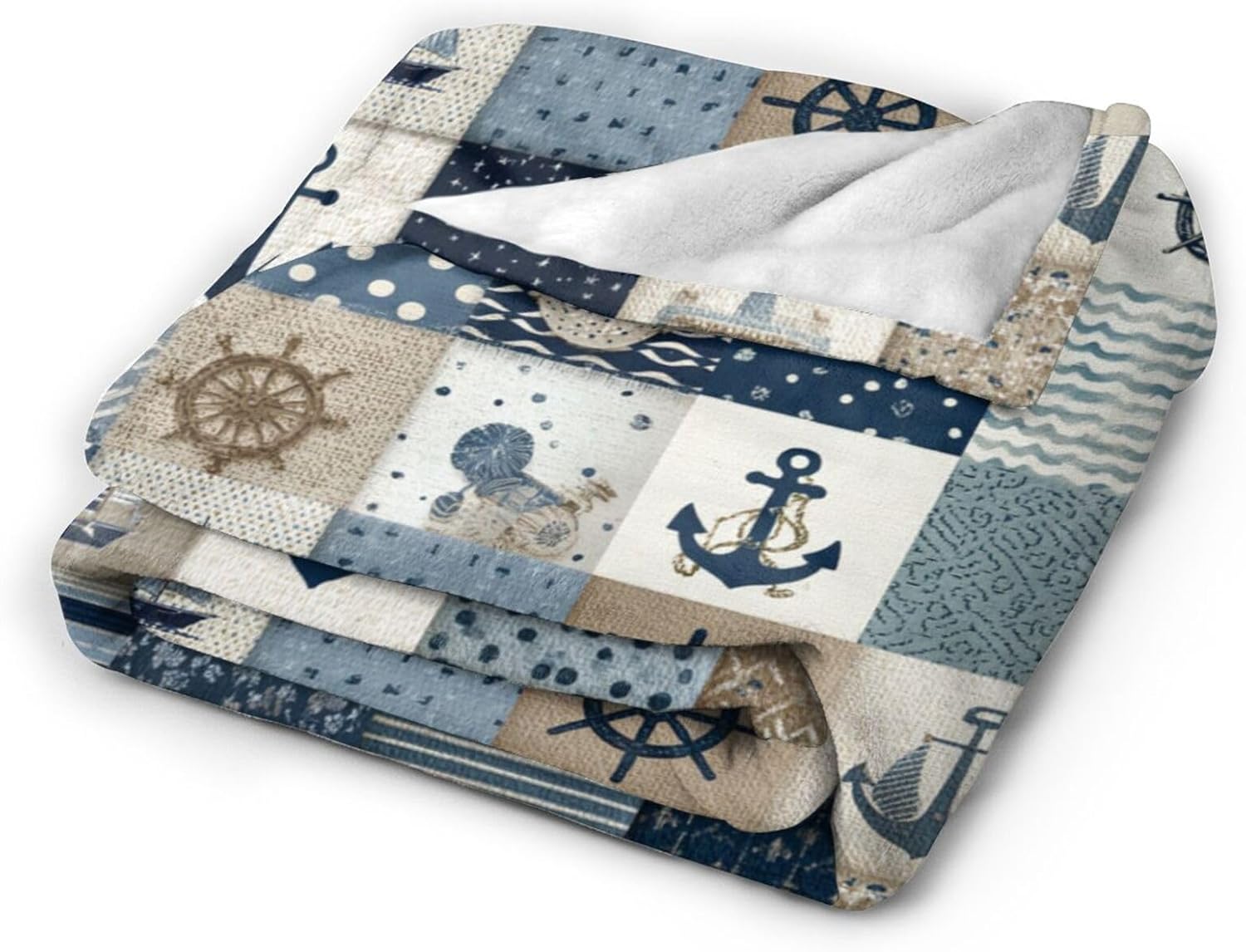 Nautical Blanket Ocean Sea Throw Blanket Sailboat Anchor Soft Cozy Fleece Fuzzy Stuff Plush Flannel Gifts for Girls Women Boys Kids Adults 40''x50'' - Image 2