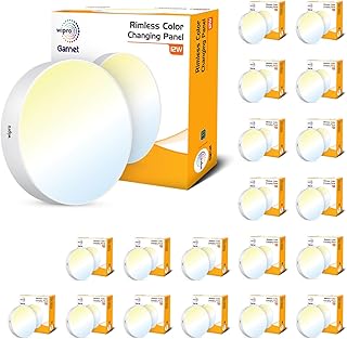 wipro Polycarbonate Garnet 12W Rimless Round CCT Surface Panel,Colour Changing Panel,Warm White,Neutral White,Cool White,E...