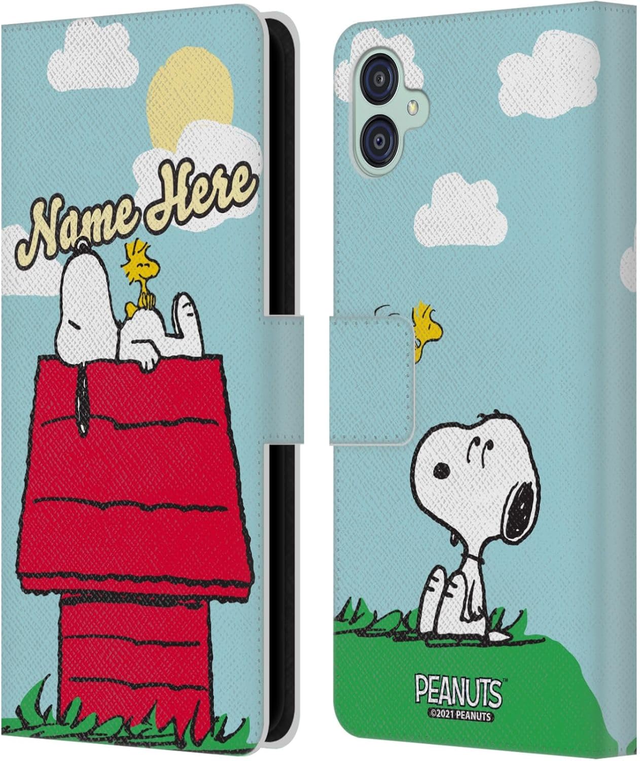 Head Case Designs Officially Licensed Custom Customized Personalized Peanuts Snoopy & Woodstock Art Leather Wallet Case Compatible with Samsung Galaxy M04 5G / A04e