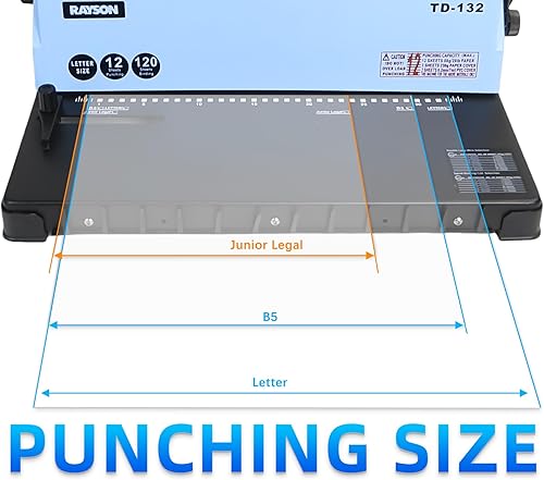 Miniatura 2 de Rayson TD-132 Máquina de encuadernación de alambre, carpeta de bobina en espiral de 32 agujeros, paso 3:1, perfora 12 hojas, une hasta 120 hojas,