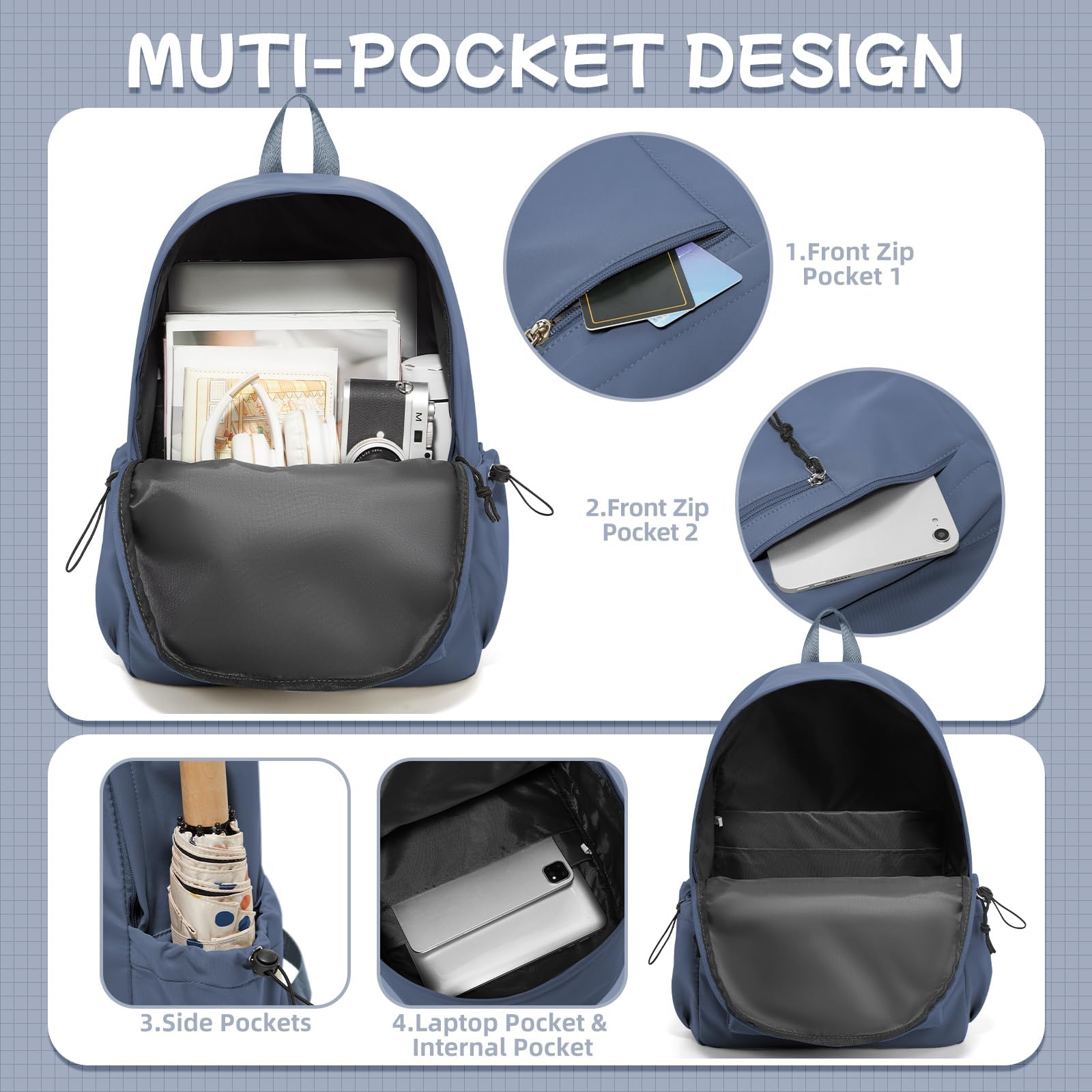 HYC00 Zaino Scuola Superiore Ragazza,Zaino da Scuola Media Ragazzo Zaino Università Leggero Resistente all'acqua College Casual Daypacks, Zaino PC 14 Pollici Zaini Scuola Cartella Adolescente