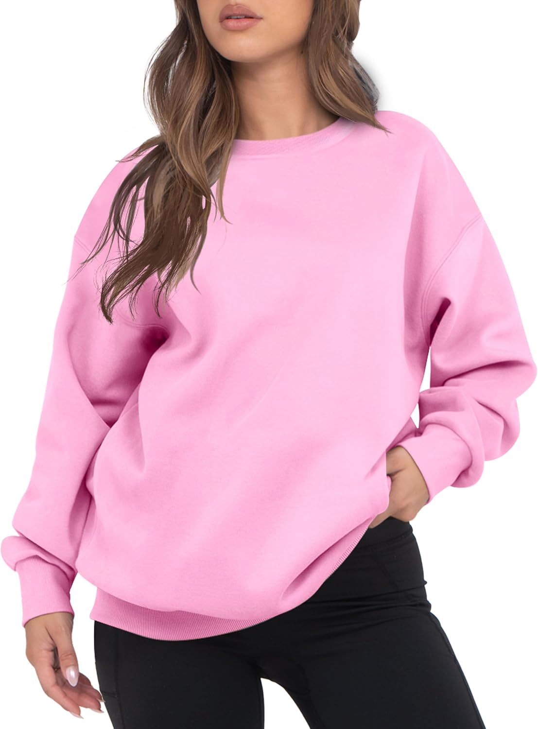 VIUTIL Womens Oversized Crewneck Sweatshirt Fleece Casual Loose Pullover Tops 2026 Winter Clothes