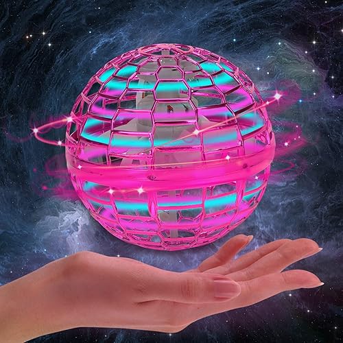 Bola flotante con 10 luces LED, control giratorio de 360, globo mágico OVNI para adultos y niños, regalo para moscas de malla para niños de 3, 4, 5,