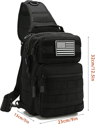 Miniatura 7 de aYrap Bolso táctico de la honda Mochila de hombro Molle Assault Range Bolsas de pecho Pack Día Bolsa de pañales, Caqui, Bolso táctico de la honda