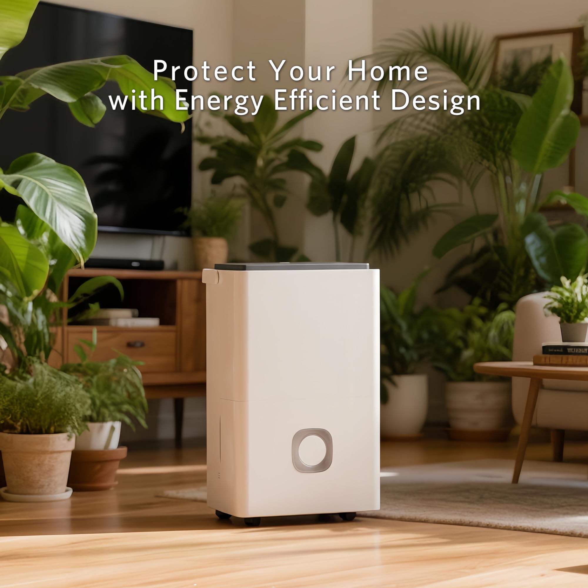 Deshumidificador Eléctrico Portátil Silencioso:50L/Día Ahorro Energético Depósito 4.5L Drenaje Continuo con Tubo para Sótano Garaje Baño Oficina Habitación Cocina y Trastero