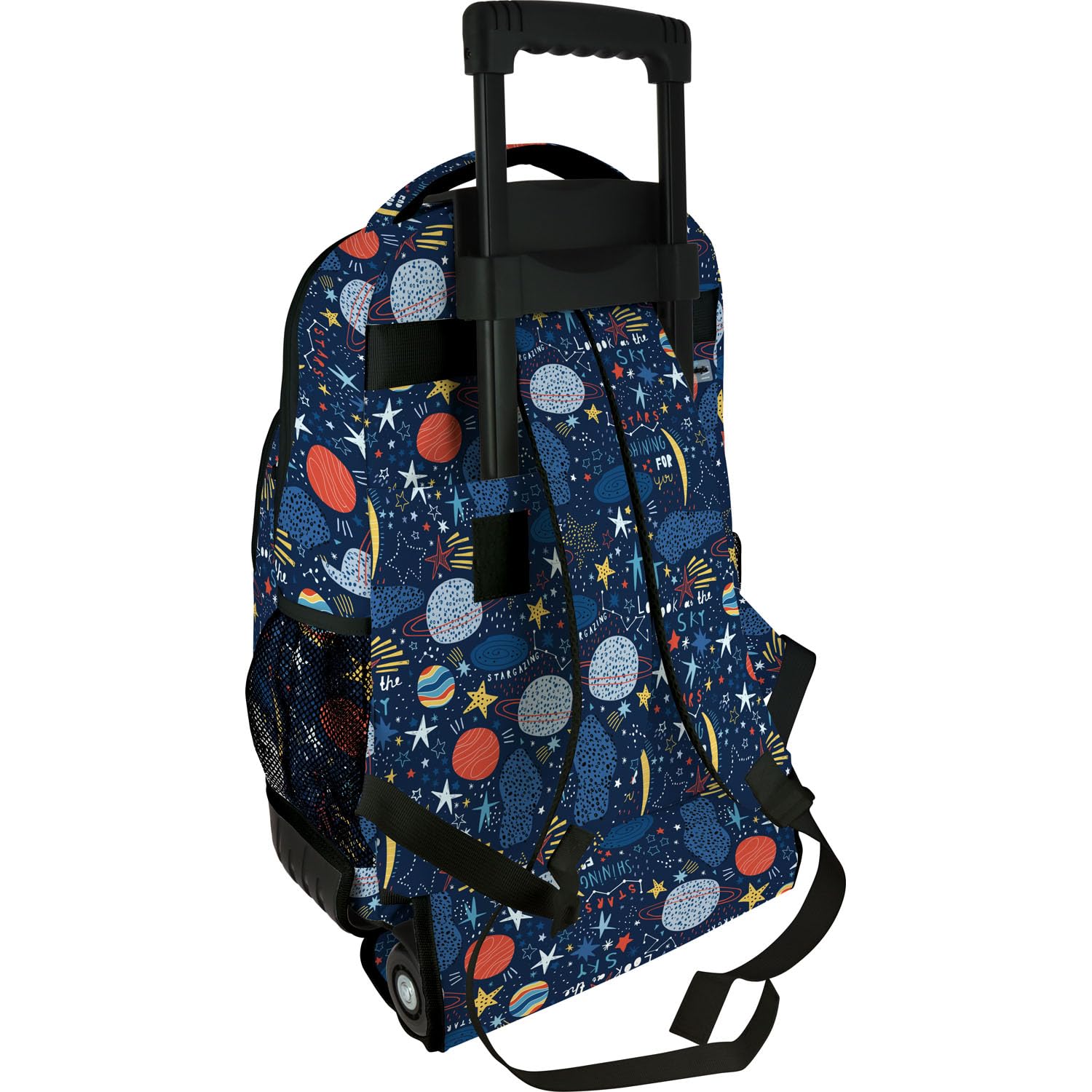 Grafoplas - Mochila Escolar con Ruedas, Carro Integrado, 29 Litros, 52x37x25cm, Modelo Roller, Colección Planets Bits & Bobs, Perfecto Material Escolar Infantil y Primaria
