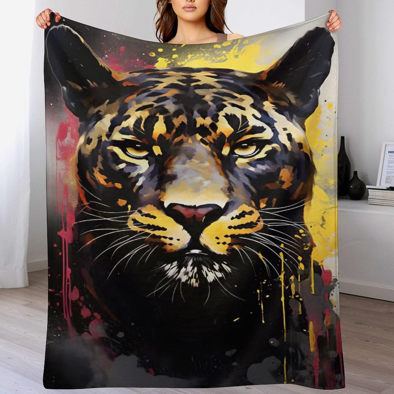 Couverture léopard en flannel 130x150cm : fini le froid sur le canapé avec ce plaid doux