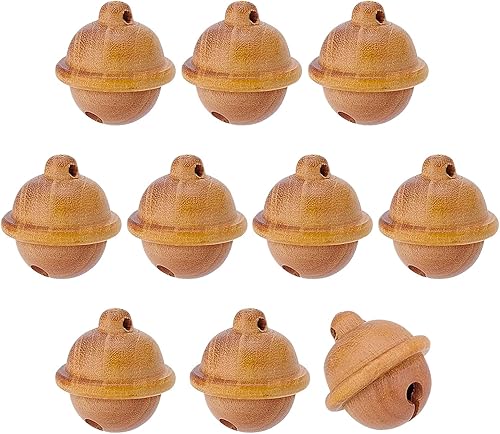 Miniatura 1 de CHGCRAFT 10 dijes de madera con forma de campana, desconectables, color perú, madera, bellota, para bricolaje, llavero, collar, manualidades,