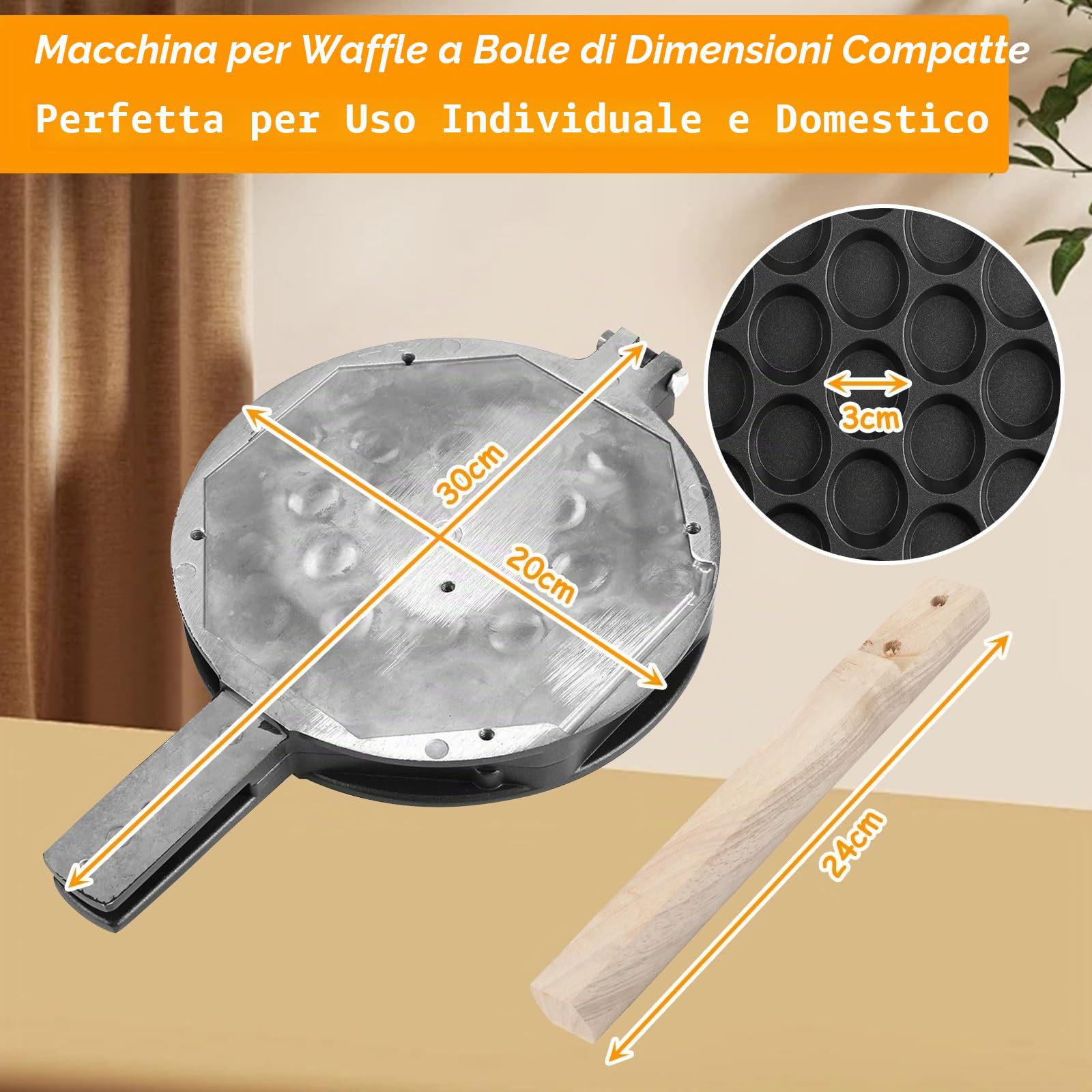 Waffle Panini Maker, Cucina Antiaderente Uovo Bubble Baking Mold Piastra Waffle Maker Pan Tool per uso commerciale domestico