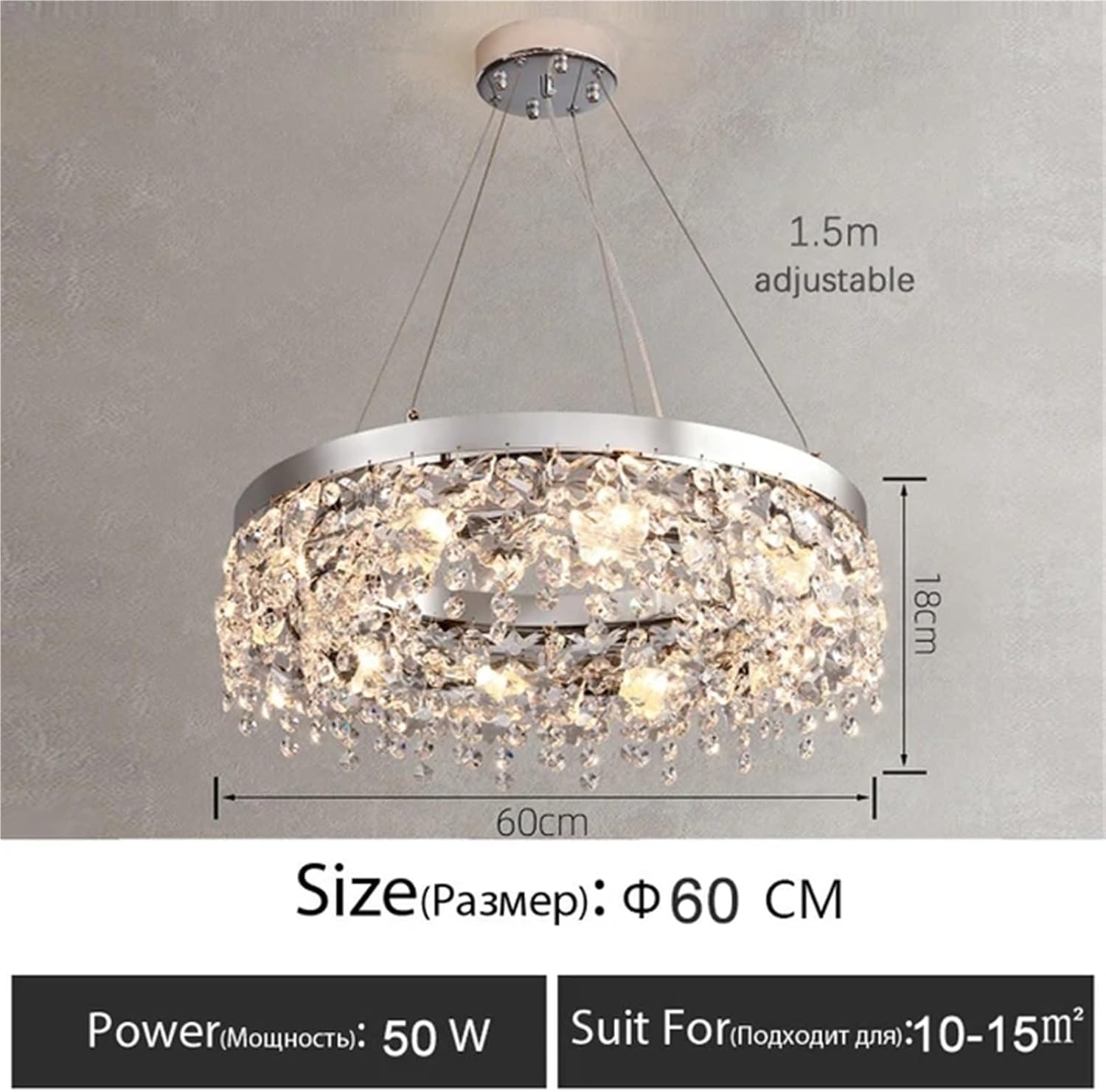 Modern Luxury Round Crystal LED Chandelier Living Room Ring Hanging Light Interior Decoration Light Dining Room Lighting Fixture,for Decoration