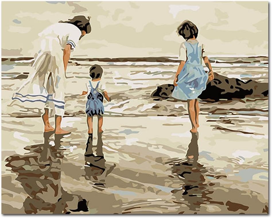 Mesno DIY Oil Painting ，Paint by Number Kit for Adults Kids-The sea of Love 16x20 inch [Framless]