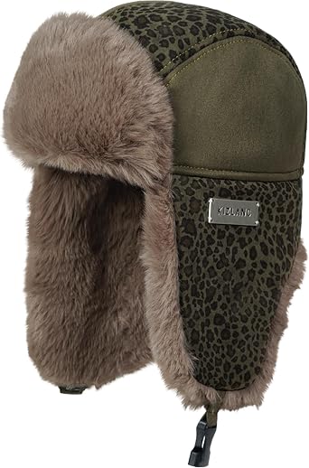 Clakllie Women Men Furry Trapper Hat Winter Trooper Hat Faux Fur Ushanka Russian Hats Windproof Thermal Snow Caps Skiing Hat