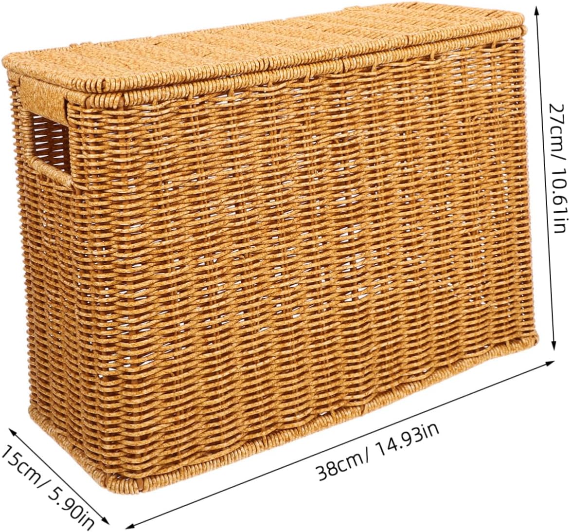 Crimp Storage Box Woven Sundries Basket Decorative Storage Container Lid Handle for Toys and Magazines