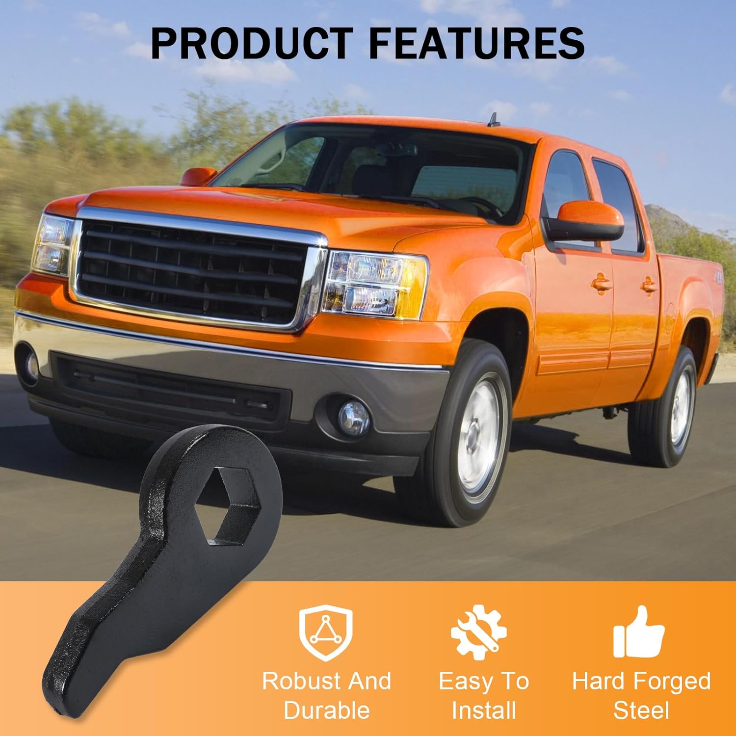 1"-3" Torsion Bars Key with Shock Extender Brackets Compatible with Chevy Silverado GMC Sierra 1500HD 2500HD 3500HD 2001-2010, 1-3 Inch Adjustable Suspension Leveling Lift Kits