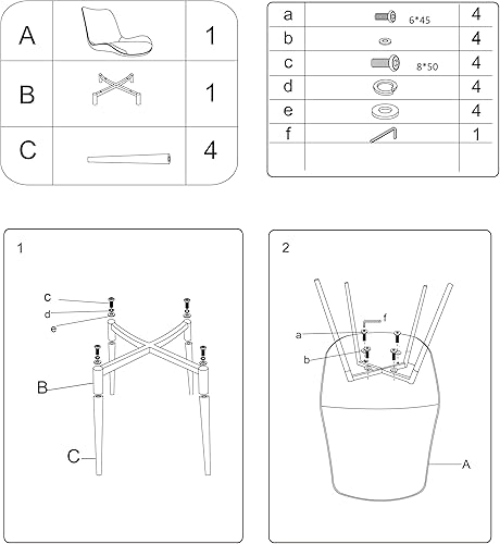 Miniatura 7 de CangLong Juego de 4 sillas de comedor, modernas sillas de cocina con cojín de asiento y respaldo de piel sintética, sillas laterales tapizadas sin