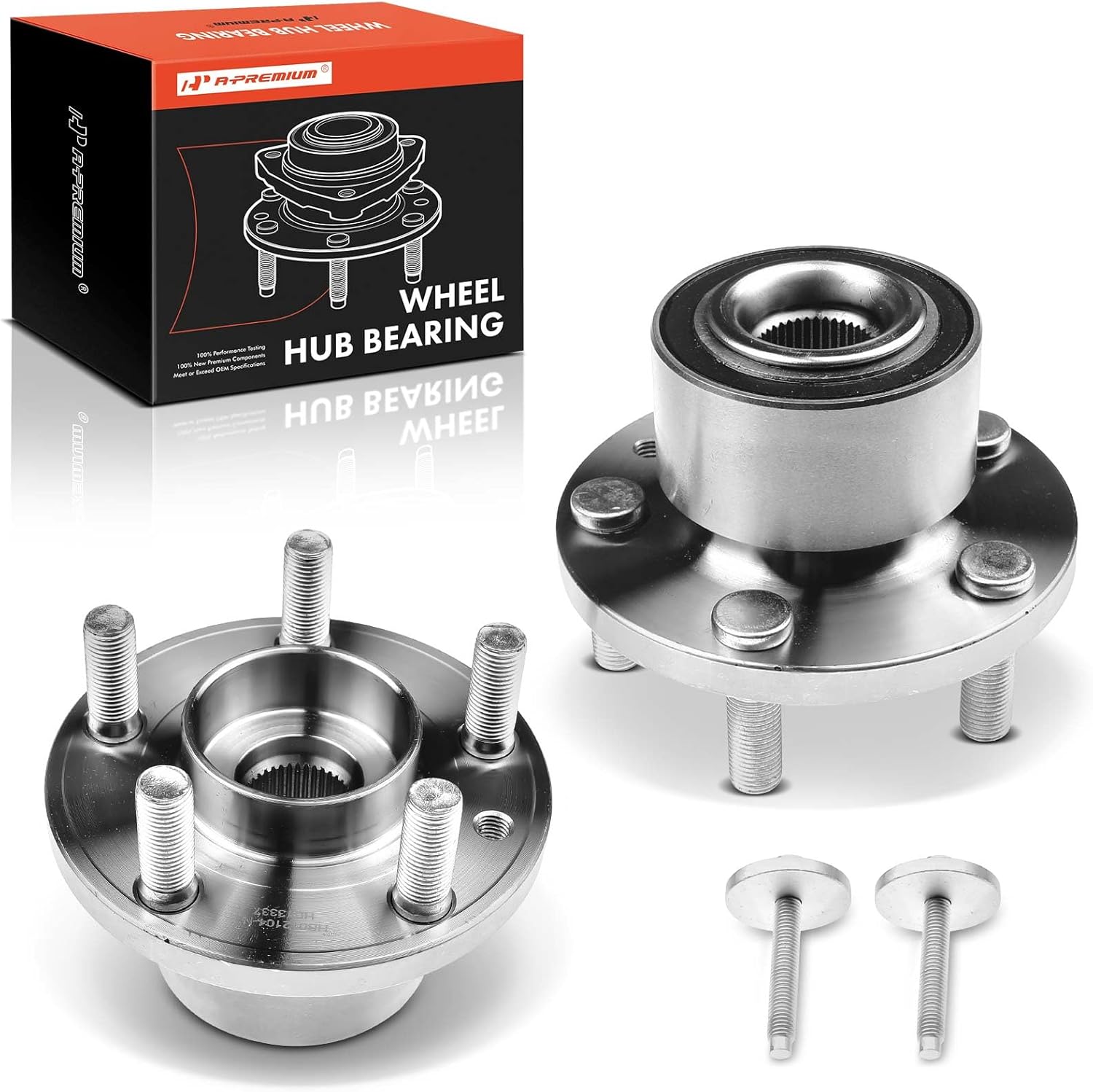 A-Premium 2 x Front Wheel Bearing and Hub Assembly with 5-Lug Compatible with Land Rover LR2 2008-2015, AWD Only, Without ABS
