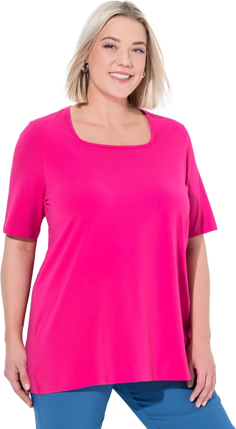 Only Carmakoma Ulla Popken Maglia Lunga Con Dettagli In Pizzo E Coulisse T- Shirt Abbigliamento Casual Morbido