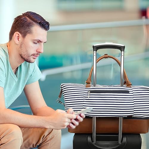 Miniatura 4 de Bolsa grande de lona para mujer, bolsa de viaje para viajes, bolsa de viaje unisex para llevar en bolsa de lona, Varios colores