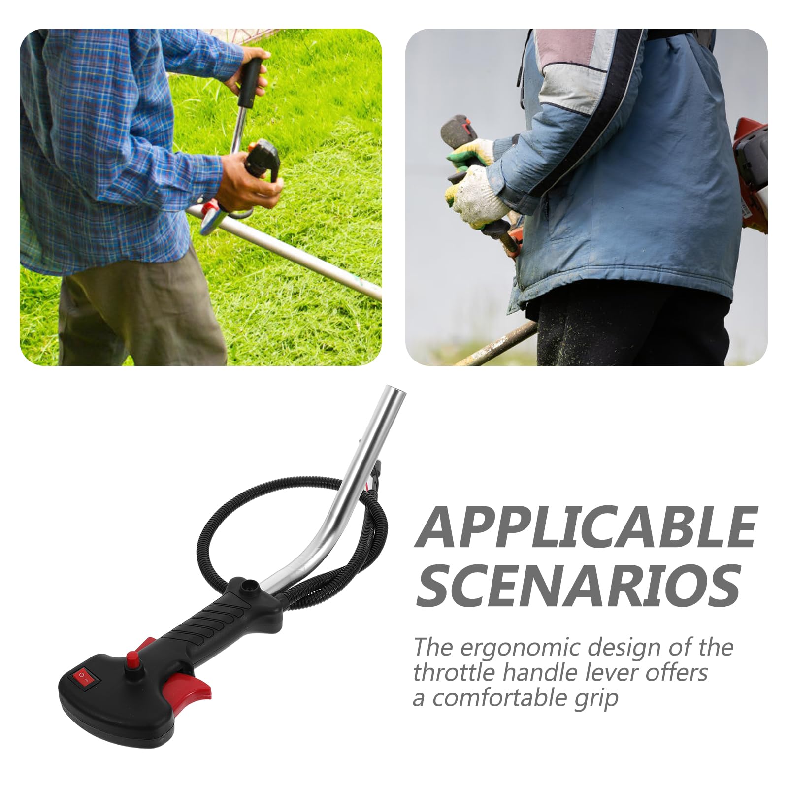 DOITOOL Manija de Palanca de Control del Acelerador para Cortacésped Montaje Lateral, Cable de 83 Cm, Interruptor de Cierre de Gas, Repuesto para Herramienta de Jardinería, Accesorio
