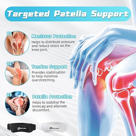 Patella Tendon Knee Support Strap, 4-Pack Adjustable Knee Brace