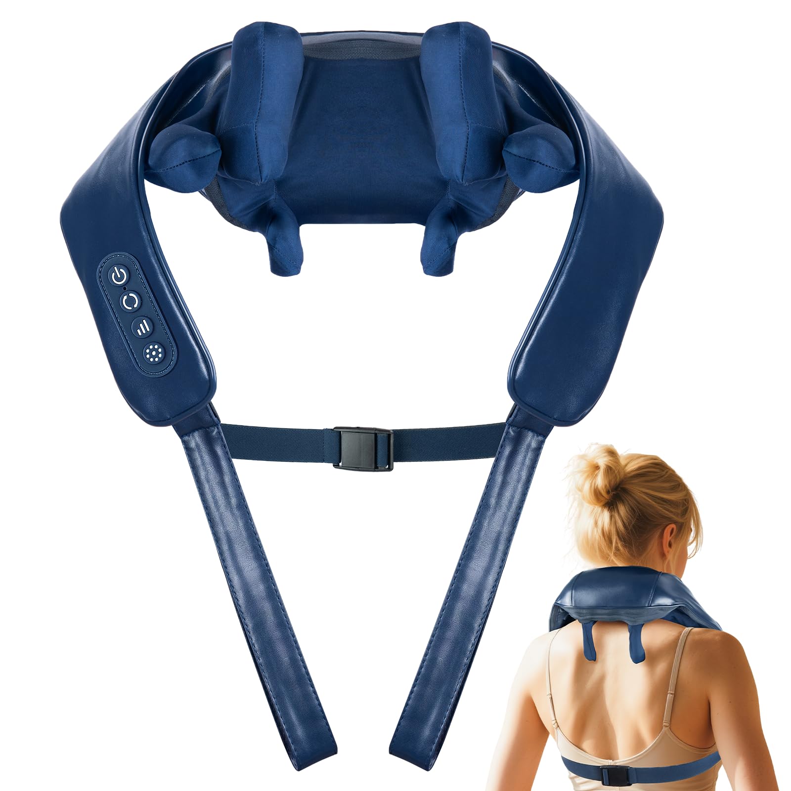 Masajeador de espalda y cuello, masajeador amasador eléctrico Shiatsu para espalda y cuello, columna cervical, hombros y espalda, regalo ideal para la oficina/regalos unisex