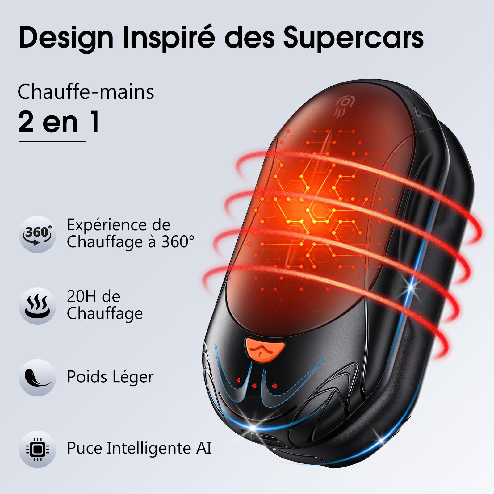 OUTJUT Chauffe Main 2 Packs, 6000mAh Chaufferette Main