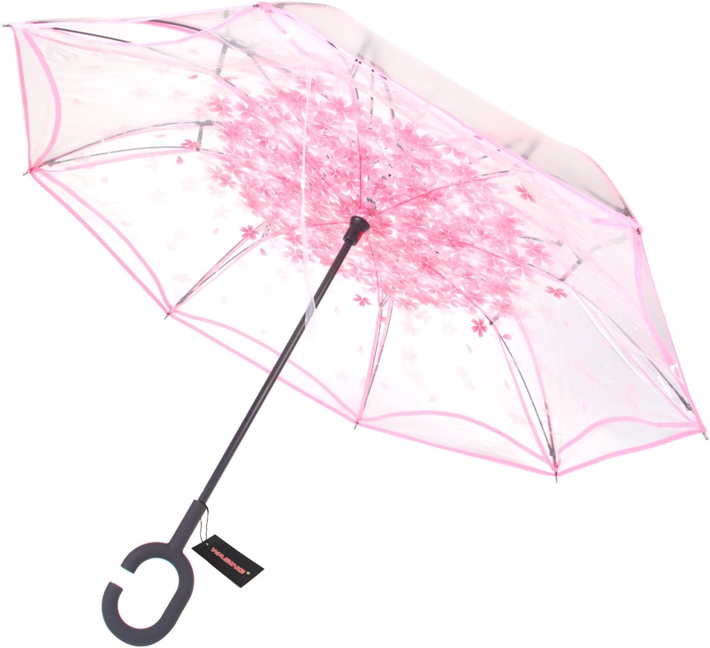 WASING Double Layer Inverted Umbrella Cars Reverse Umbrella, Windproof UV Protection Big Straight Umbrella for Car Rain Outdoor with C-Shaped Handle