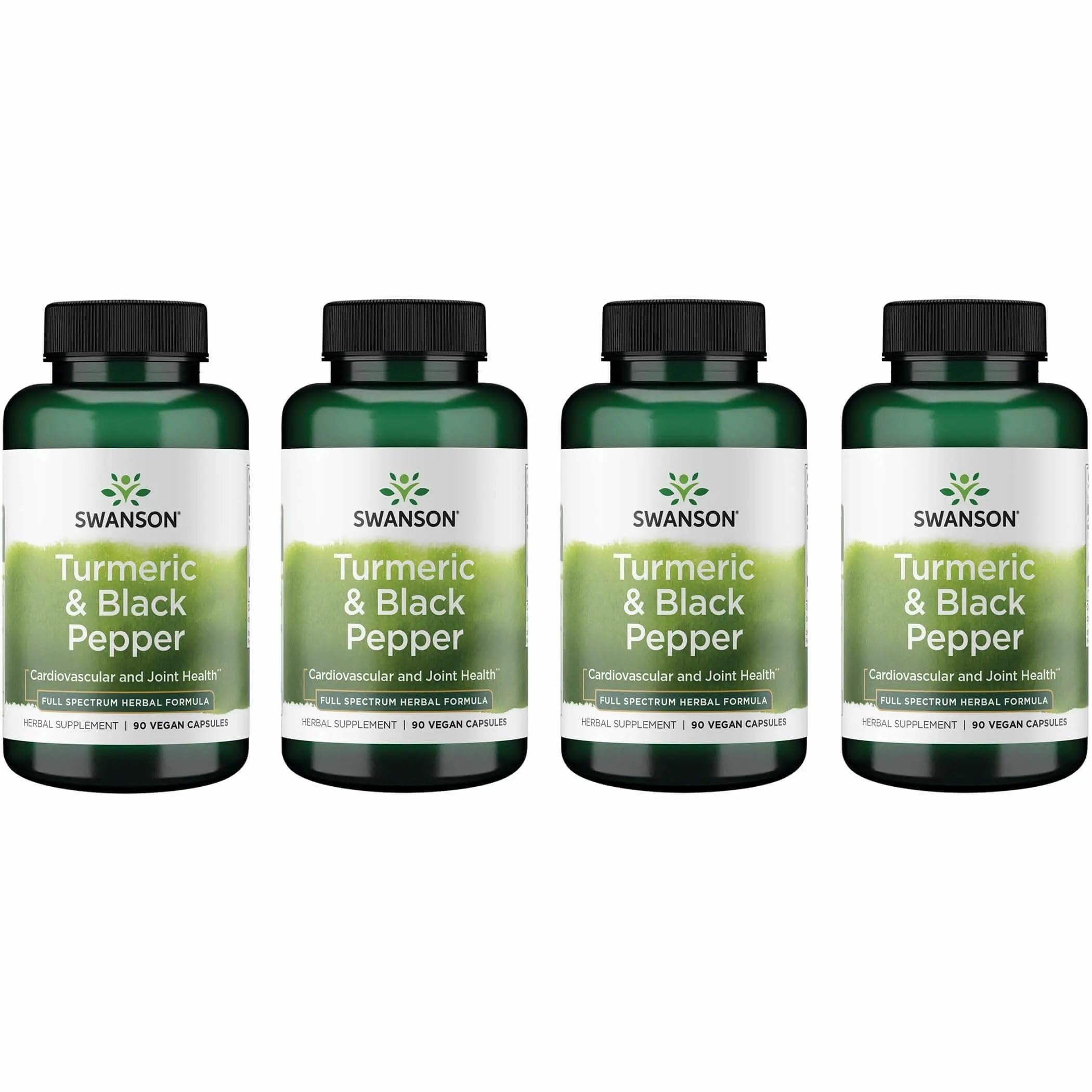 Swanson Premium Turmeric & Black Pepper Antioxidant Supplement, 4 Pack 90 Count (Pack of 4)