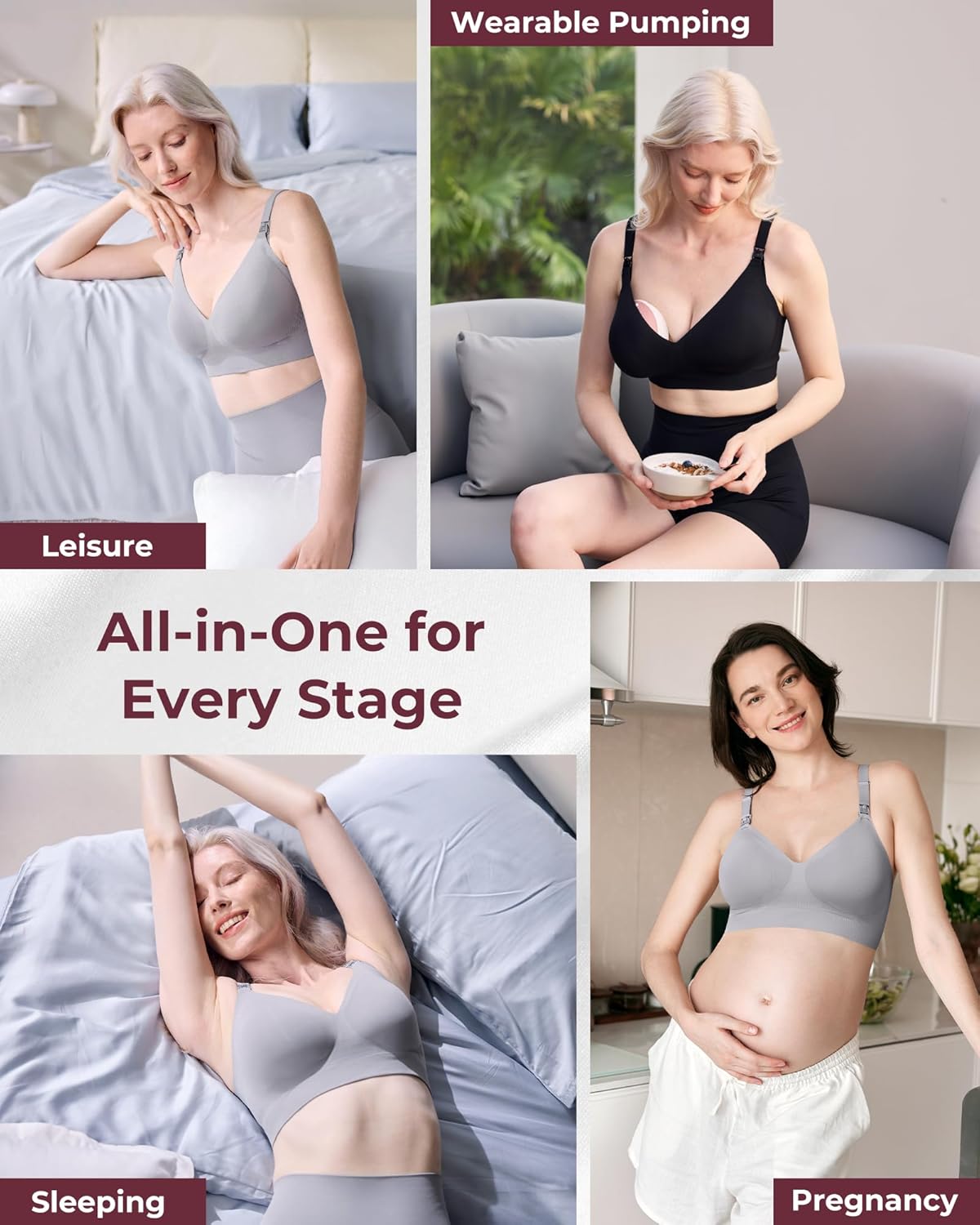 Momcozy CoolFit Nursing Bras for Breastfeeding, Fixed Padding Ultra Stretch Seamless Jelly Strip Maternity Bra, Wireless - Image 7