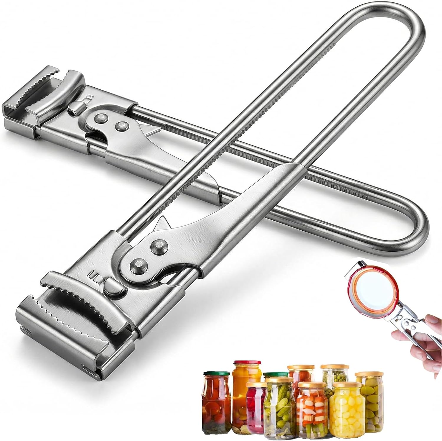 2pcs Adjustable Stainless Steel Jar Opener,Multifunctional Jar Opener,Jar Openers Top Rated For Seniors,Includes Keychain Opener And Anti-Slip Sleeve,Adjustable Jar Opener For Elderly,Arthritis,Women