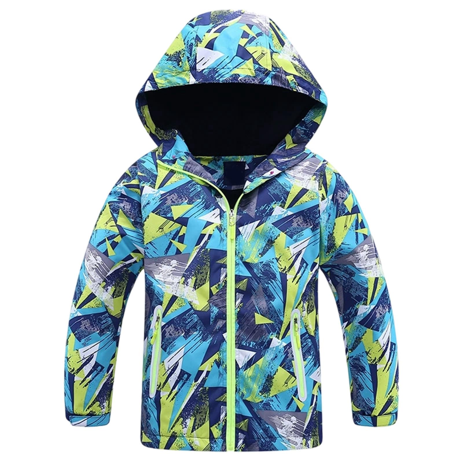 Generico Completo Pioggia Bambino,Giacca Antivento Da Esterno Per Ragazzi Con Cappuccio Impermeabile Leggero Per Escursionismo Campeggio Cappotto Invernale Caldo Foderato In Pile