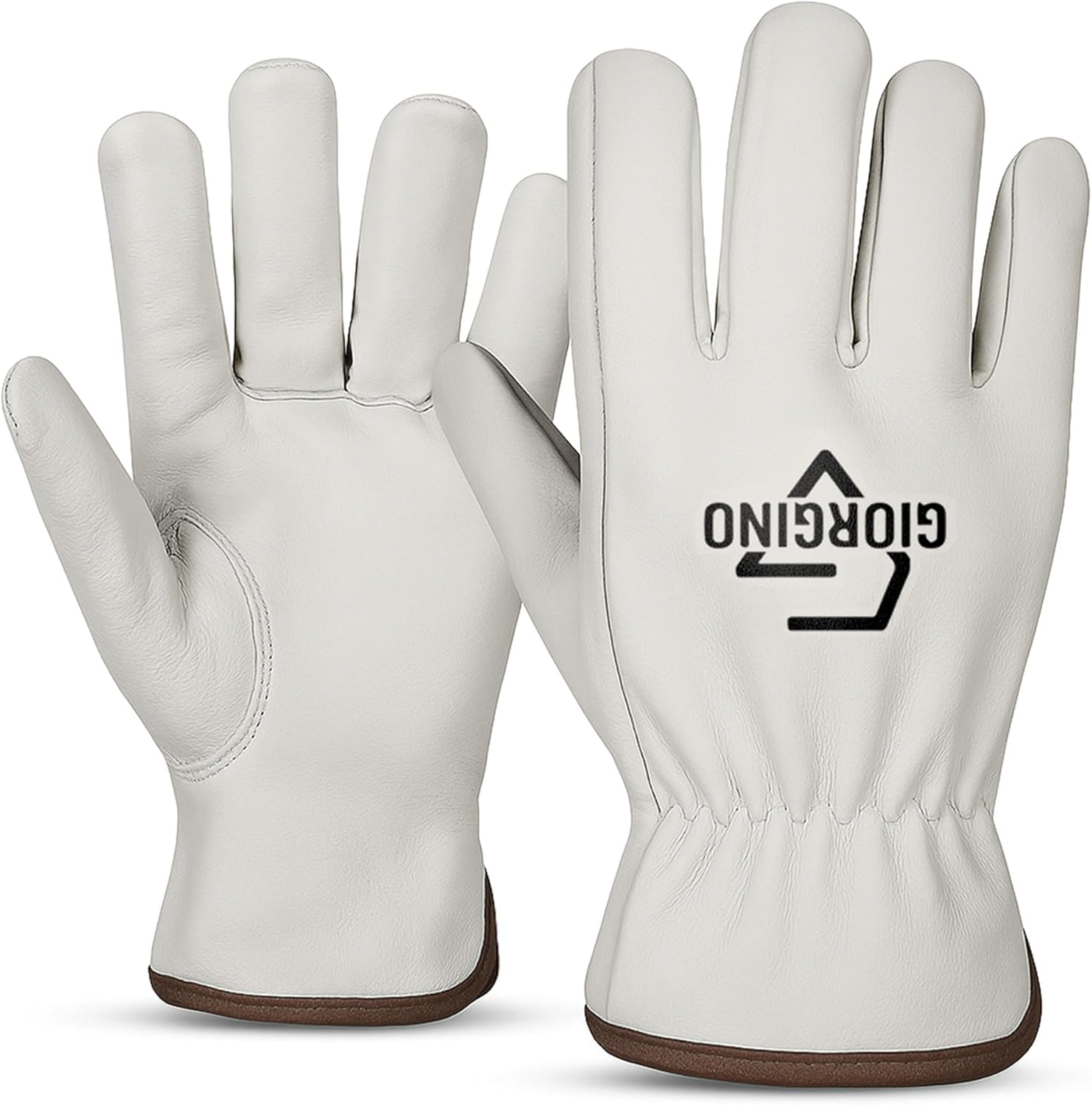 Giorgino Leather Work Gloves Men Heavy Duty Cowhide Driver Gloves Safety Work Gloves for Gardening & Construction - Image 2