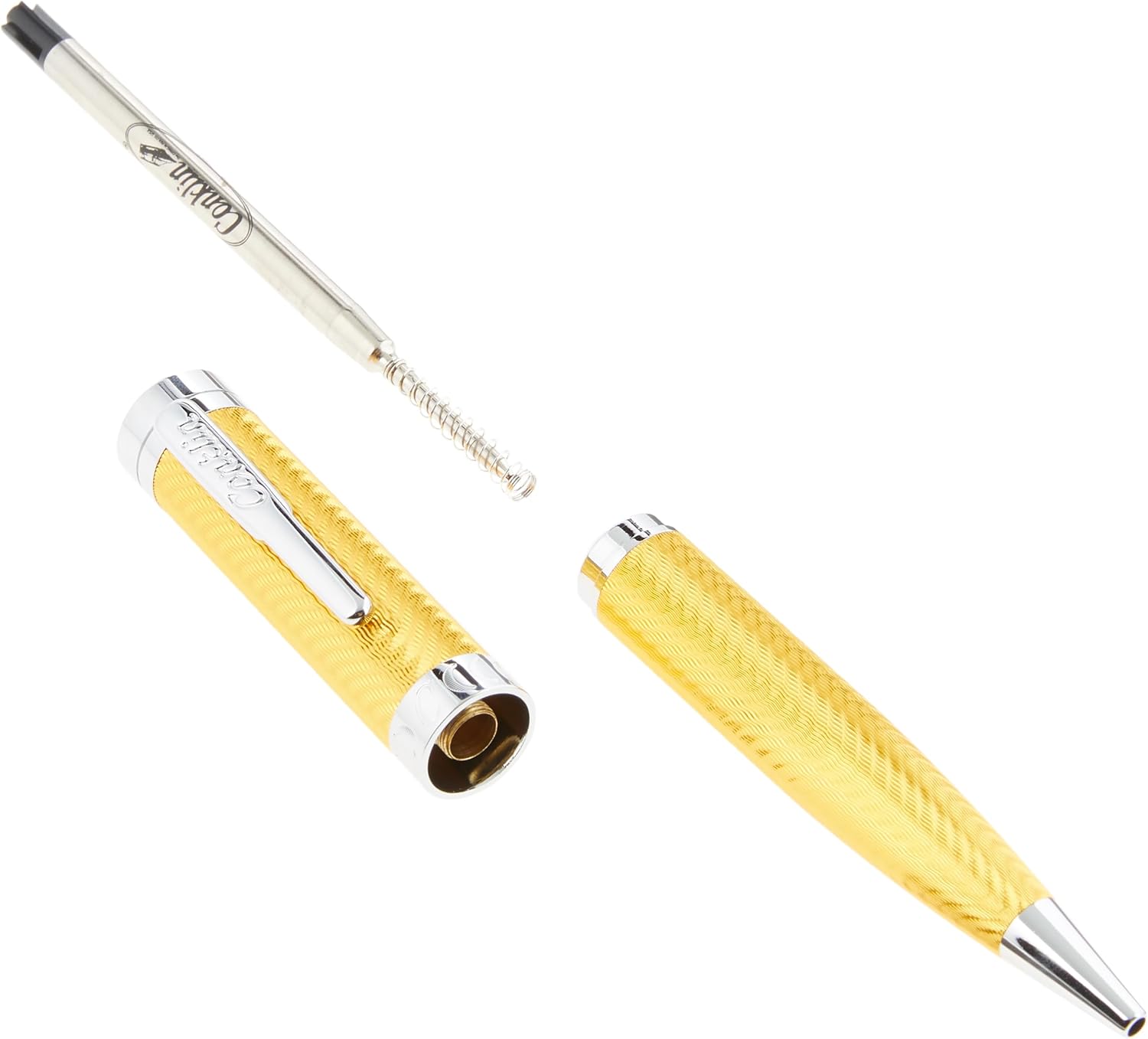 Conklin Herringbone Signature Fountain Pen - Yellow Chrome With JoWo Extra Fine Nib