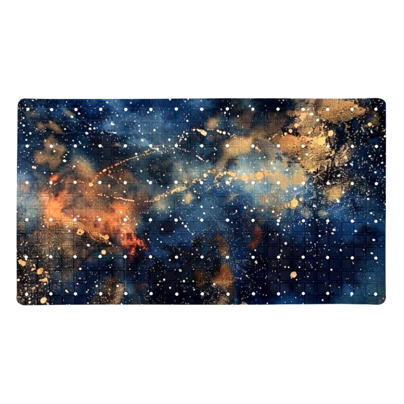 Tapis de bain antidérapant extra long avec un motif galaxie abstraite
