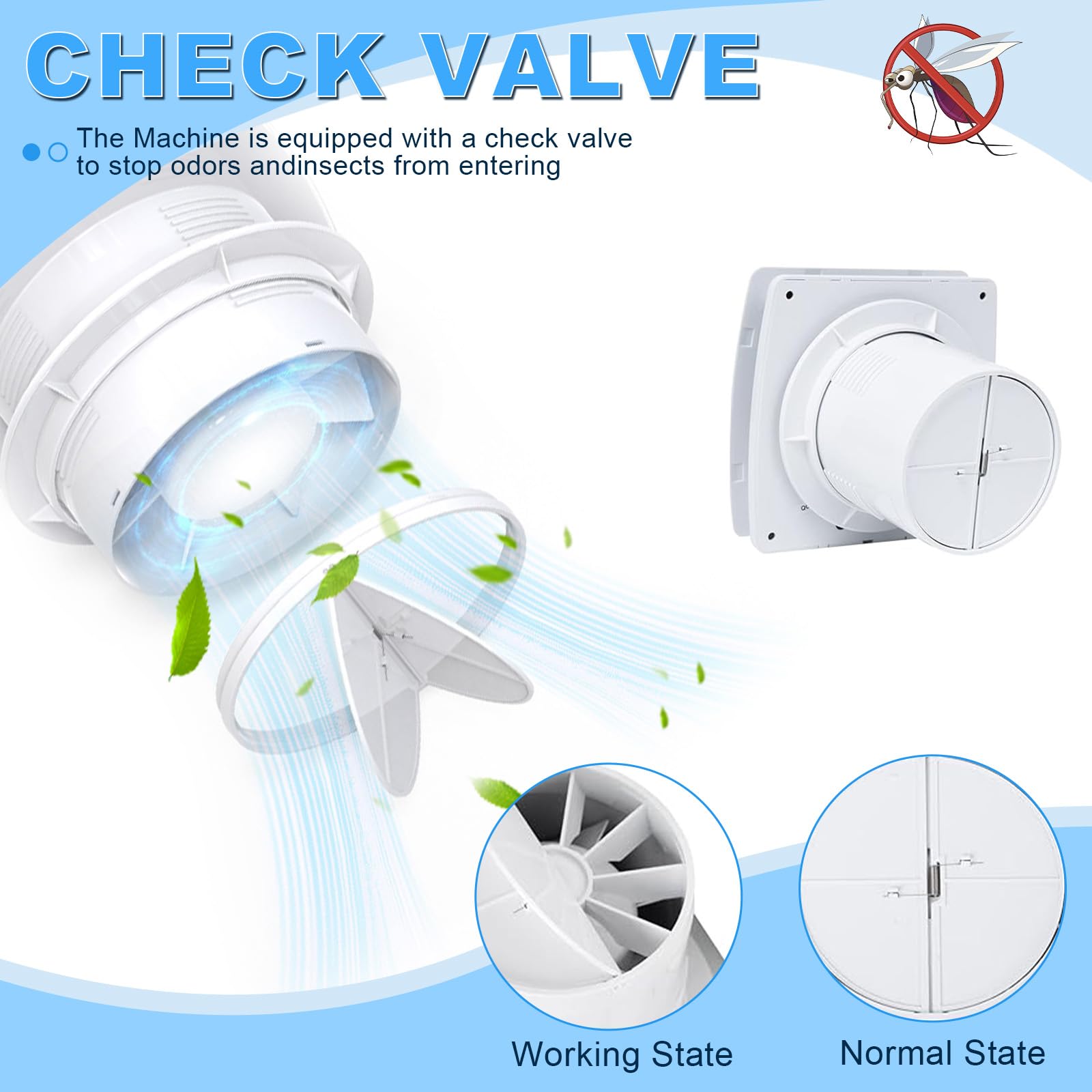 WingFly Ventilatore da Bagno 100 mm con Sensore di Umidità e Timer Antiriflusso, Aspiratore Assiale per l'estrazione dell'aria, 95m³/h, 12 W, per Bagno e Cucina, Spina Europea