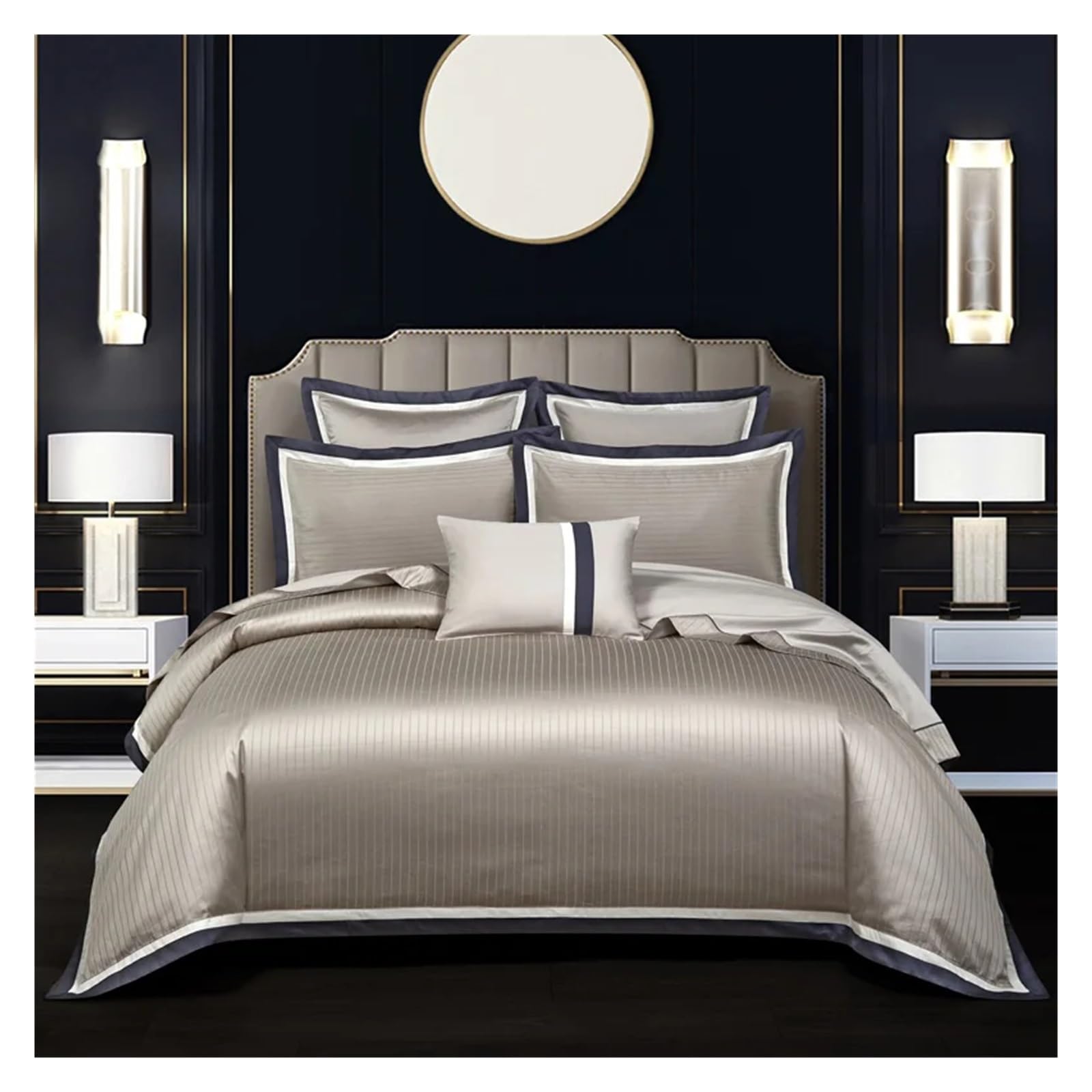 Sbcgfy E Bed Four Pieces Set, 1000Tc Gyptian Cotton Chic V-Intag Luxury Jacquard Duvet Cover Set Super King Queen Bedding Set Quilt Cover Bedsheet Pillowcas,-Queen Siz 1.8M Bed 4Pcs